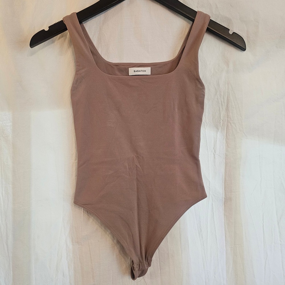 Babaton Contour‎ Squareneck Bodysuit Mauve Taupe Sleeveless XS